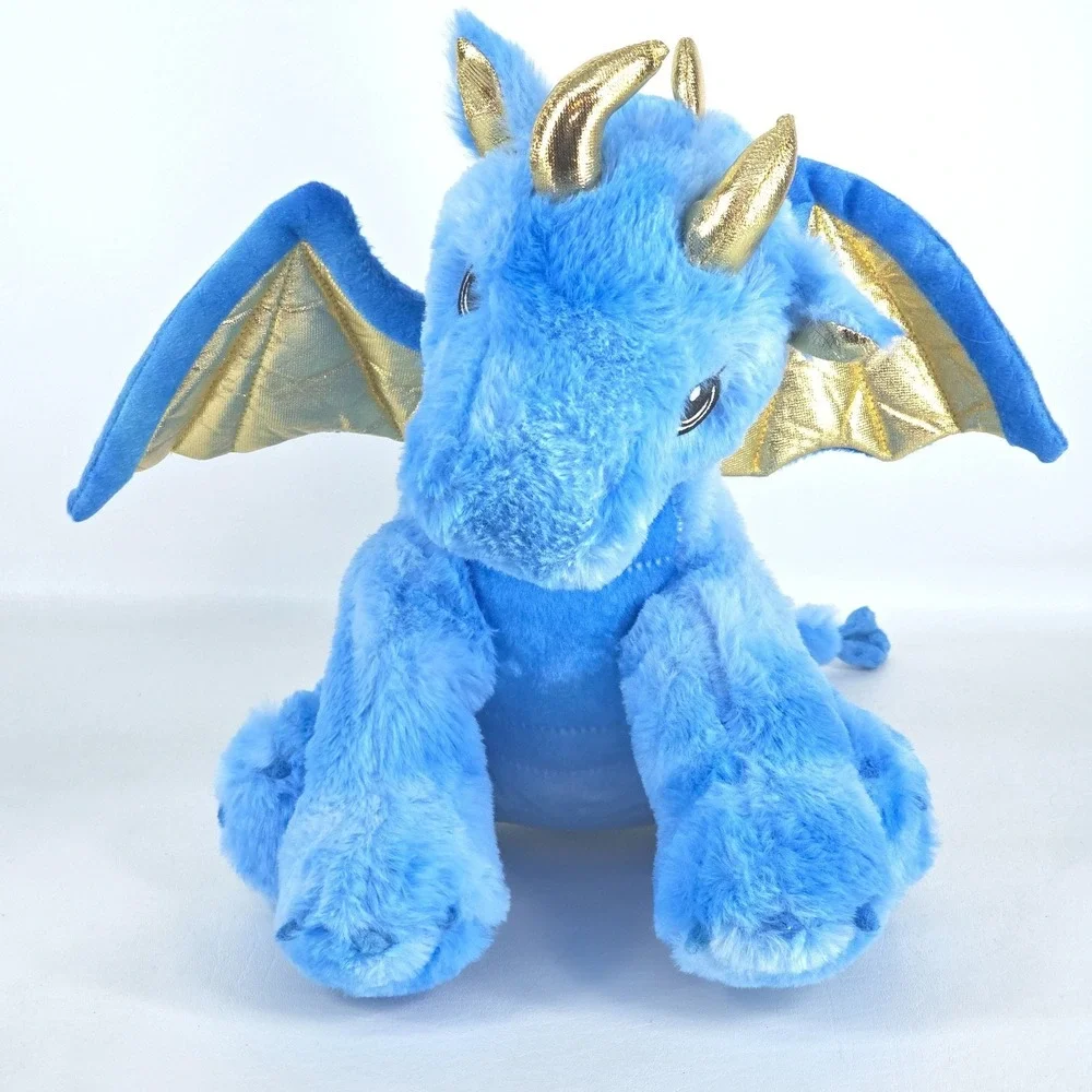 Bear Factory Blue Dragon Gold Wings Spikes Plush Stuffed Animal Toy Fairy Large
